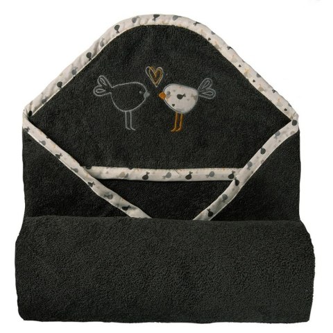 Okrycie kąpielowe niemowlęce 100x100 frotte maxi plus Birds 44 grafitowe ręcznik z kapturkiem Okrycie kąpielowe niemowlęce 100x100 frotte maxi plus Birds 44 grafitowe ręcznik z kapturkiem
