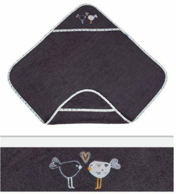Okrycie kąpielowe niemowlęce 100x100 frotte maxi plus Birds 44 grafitowe ręcznik z kapturkiem Okrycie kąpielowe niemowlęce 100x100 frotte maxi plus Birds 44 grafitowe ręcznik z kapturkiem