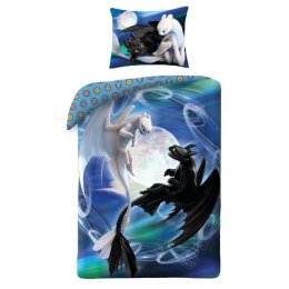 Pościel bawełniana 140x200 Dragon Smoki Jak wytresować smoka niebieska poszewka 70x90 Kids 12 Halantex