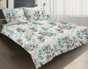 Pościel satynowa 160x200 14A Premium Vigo Flower liście beżowa miętowa Pościel satynowa 160x200 14A Premium Vigo Flower liście beżowa miętowa