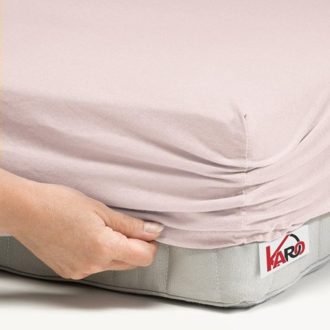 Prześcieradło jersey z gumką 200x220 różowe pudrowe 064 grube 150g/m2 KARO Prześcieradło jersey z gumką 200x220 różowe pudrowe 064 grube 150g/m2 KARO