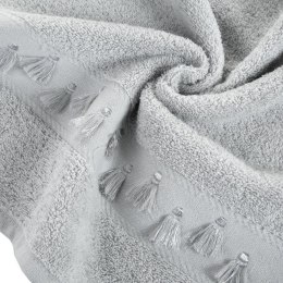Ręcznik Anabel 70x140 srebrny 02 pompony frędzle 450g/m2 Eurofirany