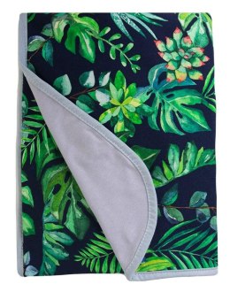 Kocyk bambusowy 75x100 Bamboo liście monstery zielony szary dwustronny 08 0783 dziecięcy
