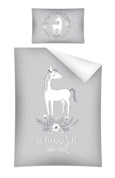 Pościel bambusowa 100x135 Jednorożec kucyk konik unicorn szara do łóżeczka 3037 B dwustronna Pościel bambusowa 100x135 Jednorożec kucyk konik unicorn szara do łóżeczka 3037 B dwustronna