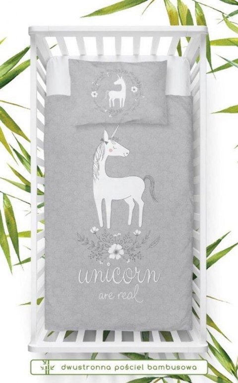 Pościel bambusowa 100x135 Jednorożec kucyk konik unicorn szara do łóżeczka 3037 B dwustronna Pościel bambusowa 100x135 Jednorożec kucyk konik unicorn szara do łóżeczka 3037 B dwustronna
