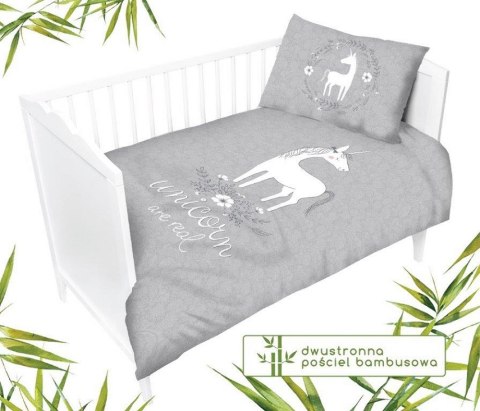 Pościel bambusowa 100x135 Jednorożec kucyk konik unicorn szara do łóżeczka 3037 B dwustronna Pościel bambusowa 100x135 Jednorożec kucyk konik unicorn szara do łóżeczka 3037 B dwustronna