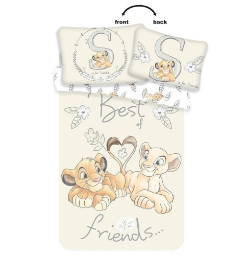 Pościel bawełniana 100x135 Król Lew Simba Nala przyjaciele Lion King best friends kwiatki 4751 dziecięca do łóżeczka