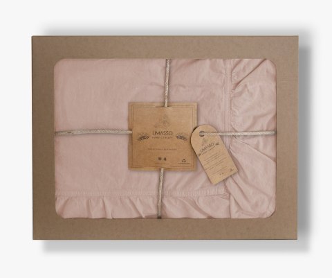 Pościel bawełniana 160x200 różowa pudrowa z falbanką jednobarwna w pudełku Stonewashed Camelio Roses Pościel bawełniana 160x200 różowa pudrowa z falbanką jednobarwna w pudełku Stonewashed Camelio Roses