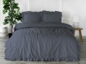 Pościel bawełniana 160x200 szara ciemna z falbanką jednobarwna w pudełku jednobarwna Stonewashed Natural Grey Pościel bawełniana 160x200 szara ciemna z falbanką jednobarwna w pudełku jednobarwna Stonewashed Natural Grey