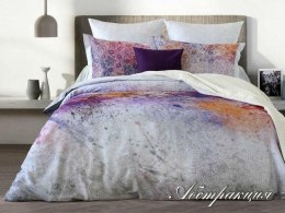 Pościel satynowa 160x200 Ornamenty fioletowa liliowa Lusso D39 poszewki 2x70/80 2x50/60 prześcieradło 220x240