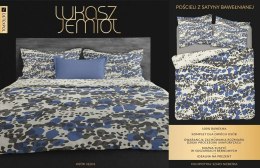 Pościel satynowa 220x200 Cętki Łukasz Jemioł kremowa niebieska szara czarna Ekskluzywna dwustronna 3120 A
