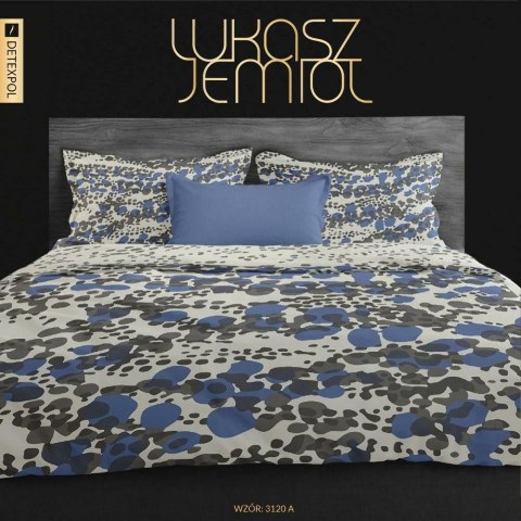 Pościel satynowa 220x200 Cętki Łukasz Jemioł kremowa niebieska szara czarna Ekskluzywna dwustronna 3120 A Pościel satynowa 220x200 Cętki Łukasz Jemioł kremowa niebieska szara czarna Ekskluzywna dwustronna 3120 A