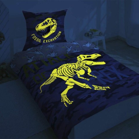 Pościel świecąca w ciemności 140x200 Dinozaury T-Rex szkielet moro szara 3042 A 2339 Pościel świecąca w ciemności 140x200 Dinozaury T-Rex szkielet moro szara 3042 A 2339