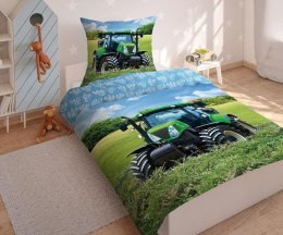Pościel świecąca w ciemności 140x200 Traktor zielony bawełniana 3282 A 8679