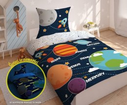 Pościel świecąca w ciemności 160x200 Kosmos planety gwiazdy bawełniana 3038 A 4273