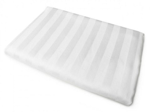 Prześcieradło adamaszkowe 160x210 Tivoli białe paski 1 cm 140 g/m2 satynowe atłasowe Prześcieradło adamaszkowe 160x210 Tivoli białe paski 1 cm 140 g/m2 satynowe atłasowe