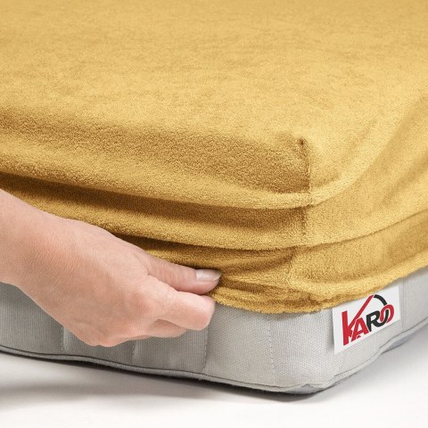 Prześcieradło frotte z gumką 80x160 musztardowe piaskowe 056 grube 200g/m2 KARO Prześcieradło frotte z gumką 80x160 musztardowe piaskowe 056 grube 200g/m2 KARO