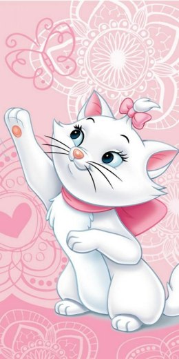 Ręcznik plażowy 70x140 Marie Cat Kotka Kot Mari Kotek motylki butterfly różowy biały bawełniany 3273