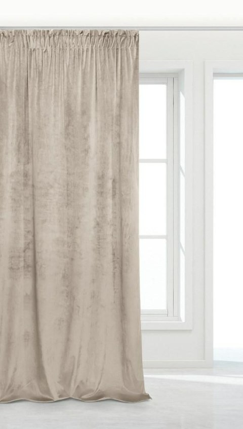 Zasłona gotowa 140x270 beżowa welurowa na taśmie soft Velvet do salonu Zasłona gotowa 140x270 beżowa welurowa na taśmie soft Velvet do salonu