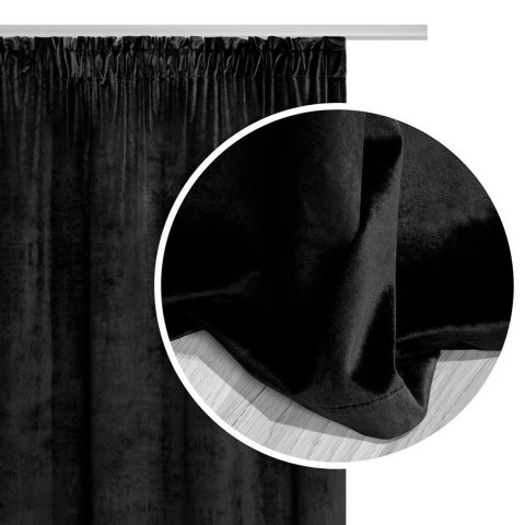 Zasłona gotowa 140x270 czarna welurowa na taśmie soft Velvet do salonu Zasłona gotowa 140x270 czarna welurowa na taśmie soft Velvet do salonu
