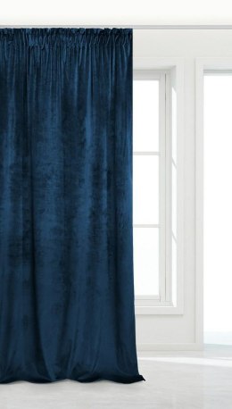 Zasłona gotowa 140x270 granatowa welurowa na taśmie soft Velvet do salonu