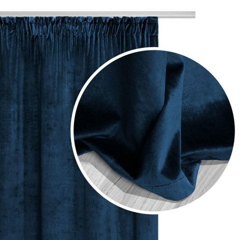 Zasłona gotowa 140x270 granatowa welurowa na taśmie soft Velvet do salonu Zasłona gotowa 140x270 granatowa welurowa na taśmie soft Velvet do salonu