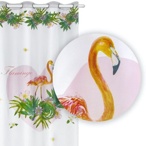 Zasłona gotowa Flamingi 140x250 palmy kwiaty serce biała różowa pomarańczowa zielona na przelotkach młodzieżowa Havana Zasłona gotowa Flamingi 140x250 palmy kwiaty serce biała różowa pomarańczowa zielona na przelotkach młodzieżowa Havana
