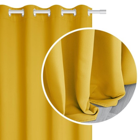 Zasłona zaciemniająca 140x250 musztardowa gotowa na przelotkach Hold Blackout Zasłona zaciemniająca 140x250 musztardowa gotowa na przelotkach Hold Blackout