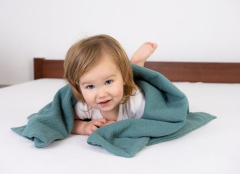 Kocyk muślinowy 75x100 Muslin turkusowy 34 bawełniany 1582 Kocyk muślinowy 75x100 Muslin turkusowy 34 bawełniany 1582