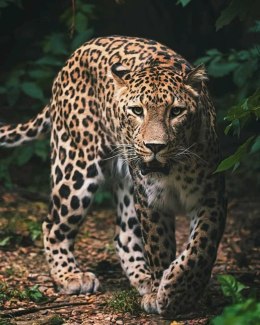 Kocyk z mikroflaneli 120x150 Leopard Lampart pantera liście pled dziecięcy 4942