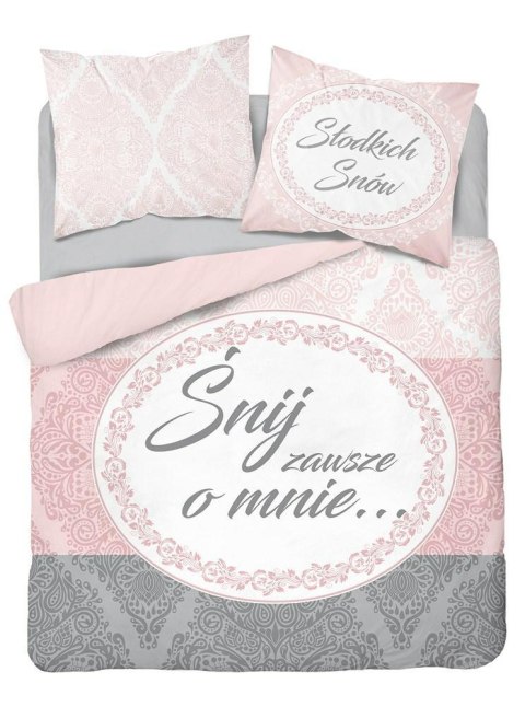 Pościel bawełniana 220x200 Śnij zawsze o mnie Słodkich snów orientalna ornamenty różowa szara 3242 A Holland Pościel bawełniana 220x200 Śnij zawsze o mnie Słodkich snów orientalna ornamenty różowa szara 3242 A Holland
