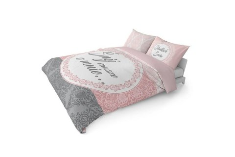 Pościel bawełniana 220x200 Śnij zawsze o mnie Słodkich snów orientalna ornamenty różowa szara 3242 A Holland Pościel bawełniana 220x200 Śnij zawsze o mnie Słodkich snów orientalna ornamenty różowa szara 3242 A Holland