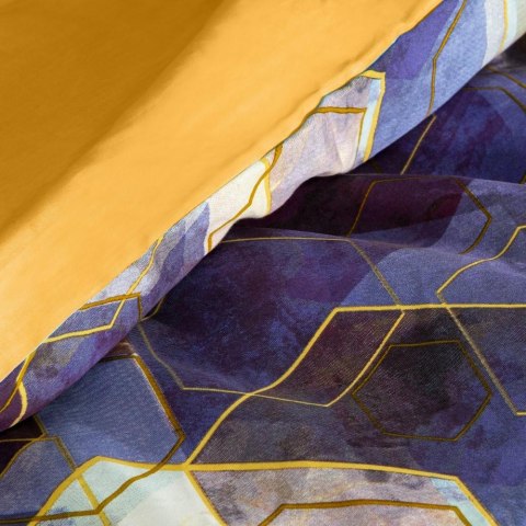 Pościel satynowa 160x200 sześciokąty geometryczna fioletowa musztardowa w pudełku Vitrage Nova Print Gift Eurofirany Pościel satynowa 160x200 sześciokąty geometryczna fioletowa musztardowa w pudełku Vitrage Nova Print Gift Eurofirany