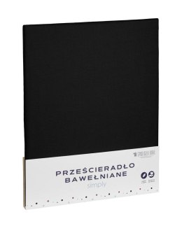 Prześcieradło bawełniane 220x200 czarne jednobarwne Simply