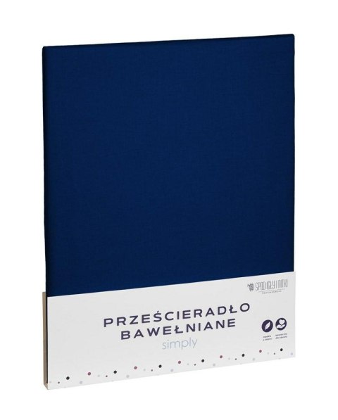 Prześcieradło bawełniane 220x200 granatowe jednobarwne Simply Prześcieradło bawełniane 220x200 granatowe jednobarwne Simply