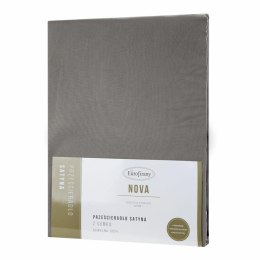 Prześcieradło satynowe z gumką 100x200 Nova popielate na wysoki materac 25 cm Eurofirany