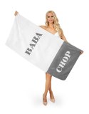 Ręcznik Baba-Chop 80x160 biały szary na prezent gadżet dla pary kąpielowy Ręcznik Baba-Chop 80x160 biały szary na prezent gadżet dla pary kąpielowy