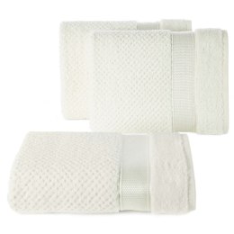 Ręcznik Milan 50x90 kremowy frotte 500g/m2 bawełniany z bordiurą przetykaną błyszczącą nicią Eurofirany