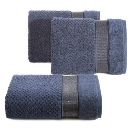 Ręcznik Milan 70x140 granatowy frotte 500g/m2 bawełniany z bordiurą przetykaną błyszczącą nicią Eurofirany