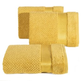 Ręcznik Milan 70x140 musztardowy frotte 500g/m2 bawełniany z bordiurą przetykaną błyszczącą nicią Eurofirany