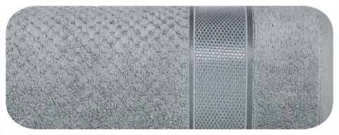 Ręcznik Milan 70x140 stalowy frotte 500g/m2 bawełniany z bordiurą przetykaną błyszczącą nicią Eurofirany Ręcznik Milan 70x140 stalowy frotte 500g/m2 bawełniany z bordiurą przetykaną błyszczącą nicią Eurofirany