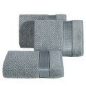 Ręcznik Milan 70x140 stalowy frotte 500g/m2 bawełniany z bordiurą przetykaną błyszczącą nicią Eurofirany Ręcznik Milan 70x140 stalowy frotte 500g/m2 bawełniany z bordiurą przetykaną błyszczącą nicią Eurofirany