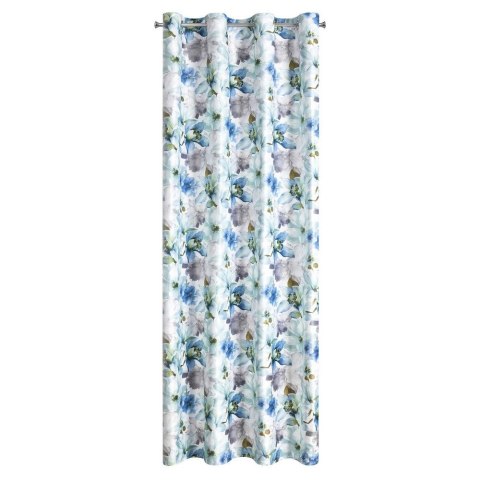 Zasłona 140x250 Lillie kremowa niebieska kwiaty welurowa gotowa na przelotkach Eurofirany Zasłona 140x250 Lillie kremowa niebieska kwiaty welurowa gotowa na przelotkach Eurofirany