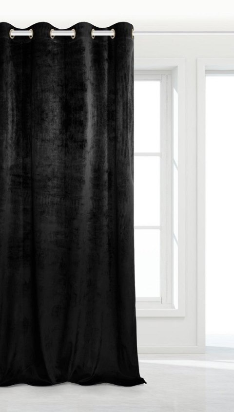 Zasłona gotowa 140x250 czarna na przelotkach Soft welurowa Zasłona gotowa 140x250 czarna na przelotkach Soft welurowa