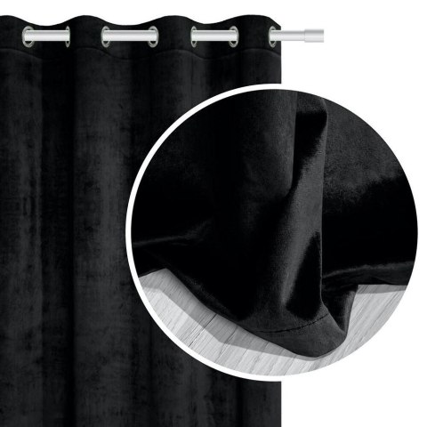Zasłona gotowa 140x250 czarna na przelotkach Soft welurowa Zasłona gotowa 140x250 czarna na przelotkach Soft welurowa