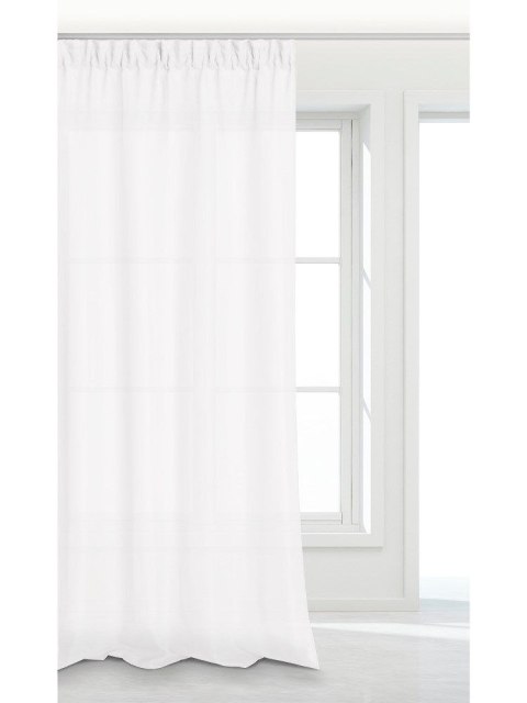 Zasłona gotowa 140x270 biała na taśmie Viva do salonu Zasłona gotowa 140x270 biała na taśmie Viva do salonu