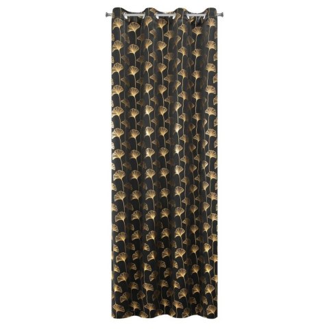 Zasłona gotowa na przelotkach 135x250 liście miłorzębu kwiaty czarna złota Clara Eurofirany Zasłona gotowa na przelotkach 135x250 liście miłorzębu kwiaty czarna złota Clara Eurofirany