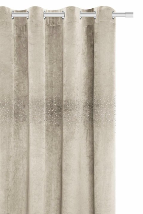 Zasłona gotowa na przelotkach 140x250 beżowa welurowa z kryształkami Shiny Zasłona gotowa na przelotkach 140x250 beżowa welurowa z kryształkami Shiny