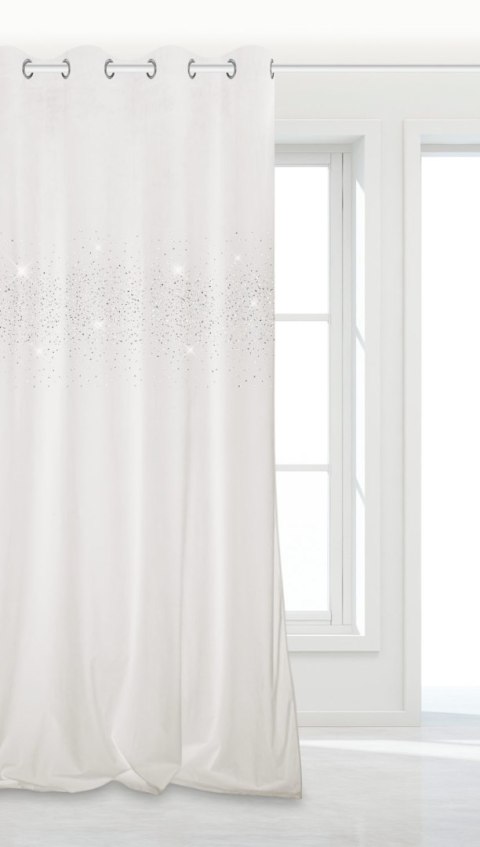 Zasłona gotowa na przelotkach 140x250 biała welurowa z kryształkami Shiny Zasłona gotowa na przelotkach 140x250 biała welurowa z kryształkami Shiny