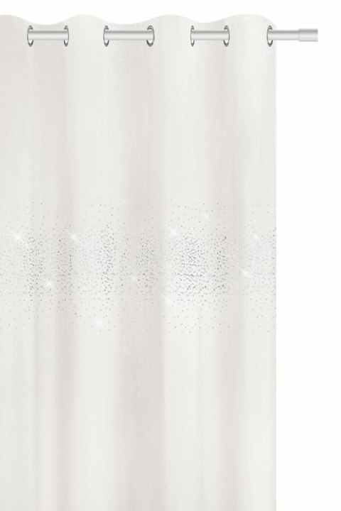 Zasłona gotowa na przelotkach 140x250 biała welurowa z kryształkami Shiny Zasłona gotowa na przelotkach 140x250 biała welurowa z kryształkami Shiny